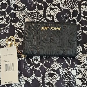 Betsey Johnson Black Trifold Wallet with Gold Accents